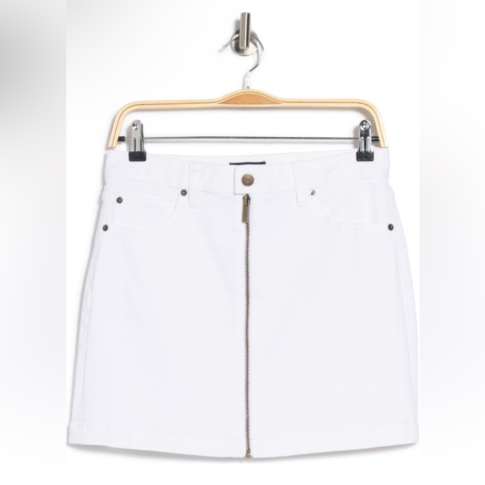 1.State A-Line Front Zip Mini Skirt in White